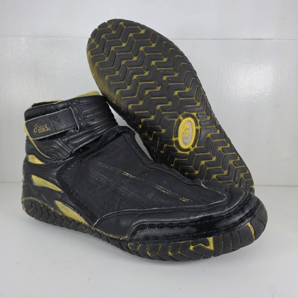 Asics Other - ASICS 54 Wrestling Shoes Mens Fit Sz 9 VTG 2000s Rulons Rare Black Yellow Kolats